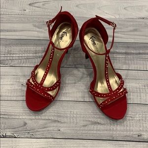 Fioni Night Red Heels with gold studs.  Size 7.5